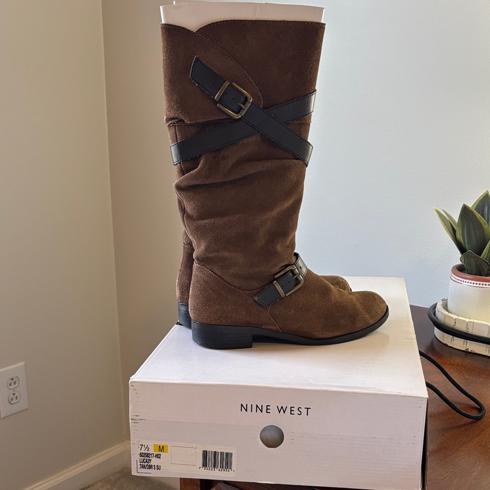 Nine West Shoes | Nine West Luca suede Boots Brown Suede Size